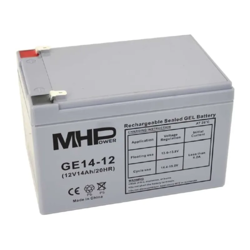 MHPower GE14-12 Gélový akumulátor 12V/14Ah, Faston F2 - 6,3mm, Deep Cycle (GE14-12)