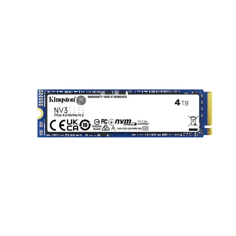 Kingston SSD 4TB NV3, M.2 2280, NVMe PCIe Gen4x4, (R: 6000MB/s W: 5000MB/s) (SNV3S/4000G)