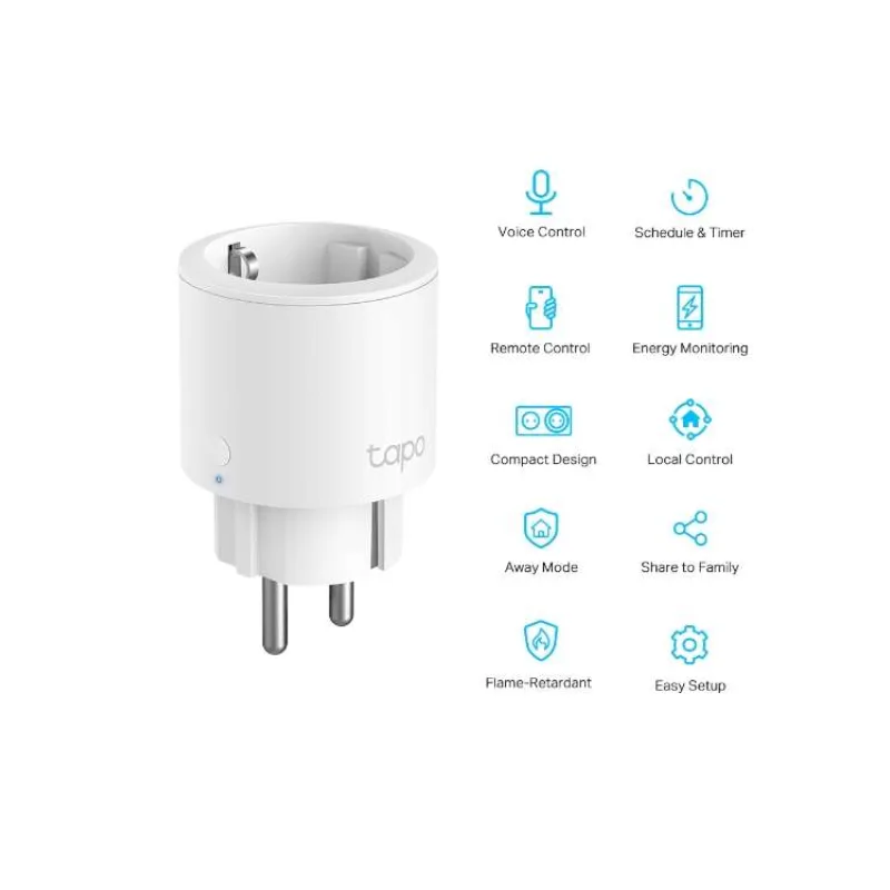 German type plug! Mini Smart Wi-Fi Socket, Energy Monitoring SPEC: 100-240 V, Max Load 16 A, 50/60 Hz, 2.4 GHz Wi-Fi net (Tapo P115(1-pack)(EU))