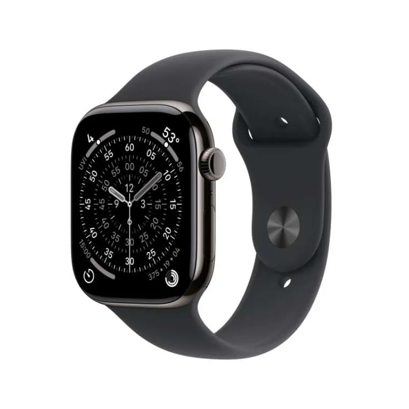 Apple Watch Series 11 GPS + Cellular 46mm Bridlicový sivý titán s čiernym športovým remienkom - M/L (MFD24WF/A)