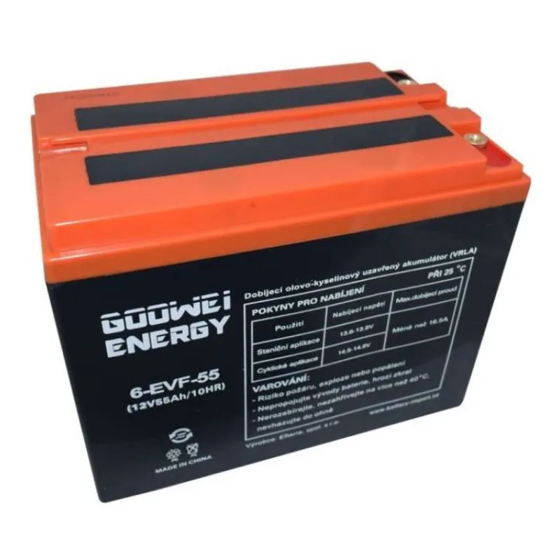 GOOWEI ENERGY Pb trakční záložní akumulátor VRLA GEL 12V/55Ah (6-EVF-55) (6-EVF-55)