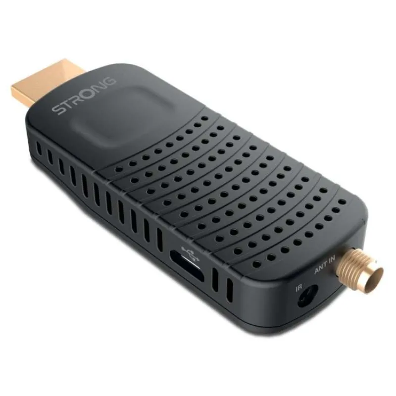STRONG DVB-T/T2 tuner HDMI stick SRT 84/ Full HD/ H.265/HEVC/ externí anténa/ EPG/ PVR/ HDMI/ USB/ micro USB/ IR/ černý (SRT84)