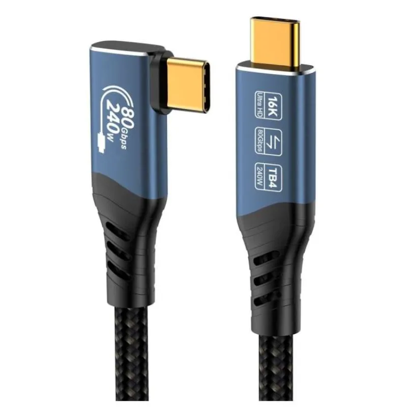 PremiumCord USB4™ Version2.0 80Gbps 16K@60Hz 240W Thunderbolt 3 a 4 kabel zahnutý 1,5m (ku4cb15)