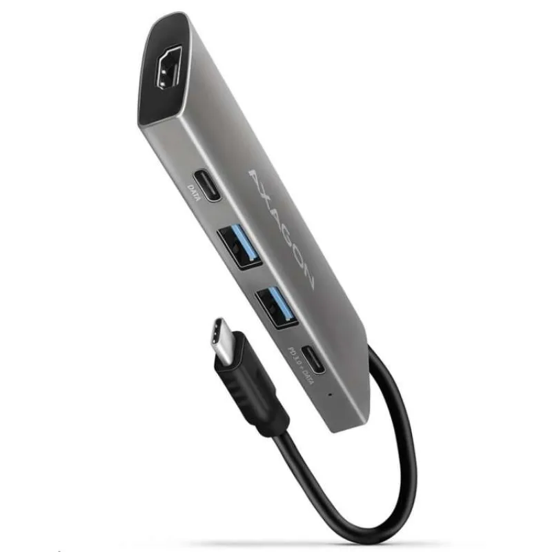 AXAGON HMC-5 SUPERSPEED USB-C combo 5in1 hub, stříbrná (HMC-5)