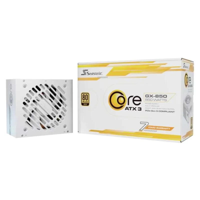 SEASONIC zdroj Core GX-850 bílý / 850W / ATX3.1 / 120mm fan / modulární / 80PLUS Gold (SRP-CGX851-A5A32SF-W)