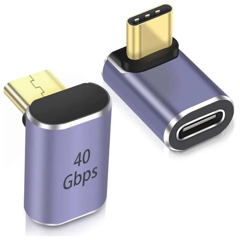 PremiumCord zahnutý 90° Adaptér USB-C Female - USB-C Male 40Gbps Aluminium (kur31-39)