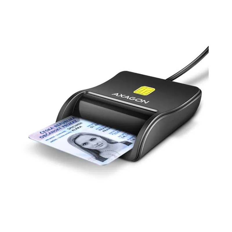 AXAGON CRE-SM3N, USB-A FlatReader čtečka kontaktních karet Smart card (eObčanka), kabel 1.3m (CRE-SM3N)