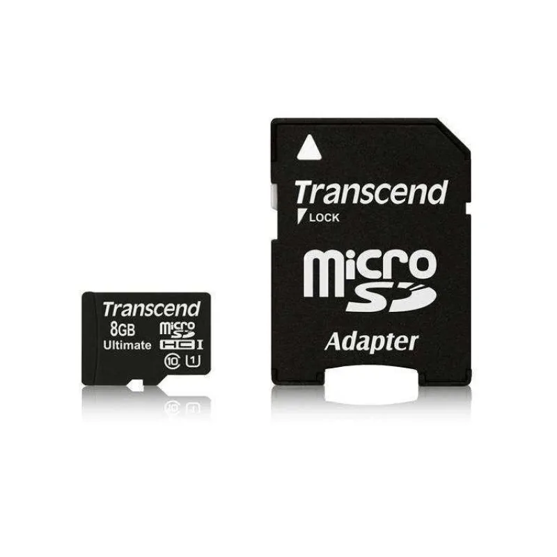 Karta TRANSCEND MicroSDHC 8GB Ultimate, Class 10 UHS-I 600x, MLC + adaptér (TS8GUSDHC10U1)