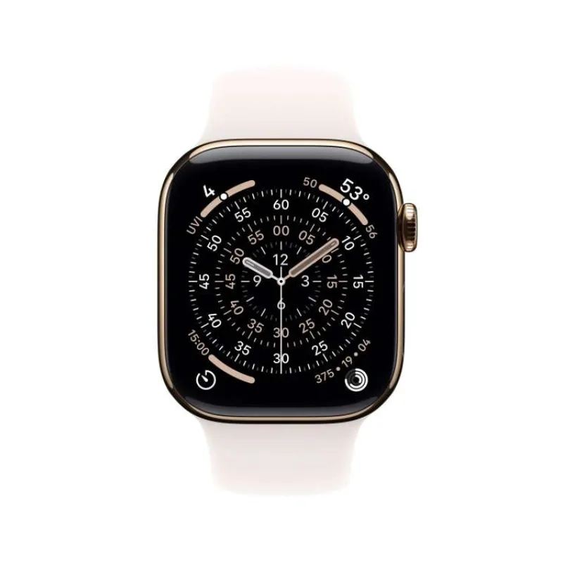 Apple Watch Series 11 GPS + Cellular 46mm Gold Titanium Case with Light Blush Sport Band - M/L (MFD64WF/A)