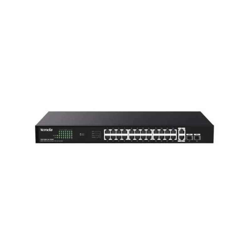 Tenda TEG1128P-24-250W PoE+ Gigabit switch 24x 1Gb/s PoE+ 802.3af/at + 2x SFP + 2x RJ45, 230W, Rack (75011994)