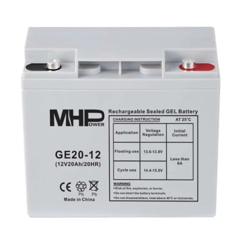 MHPower GE20-12 Gélový akumulátor 12V/20Ah, Terminál T1 - M5, Deep Cycle (GE20-12)