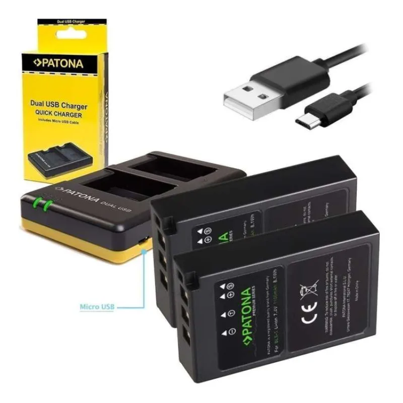 PATONA nabíječka Foto Dual Quick Olympus BLS5 + 2x baterie 1100mAh USB (PT1948B)