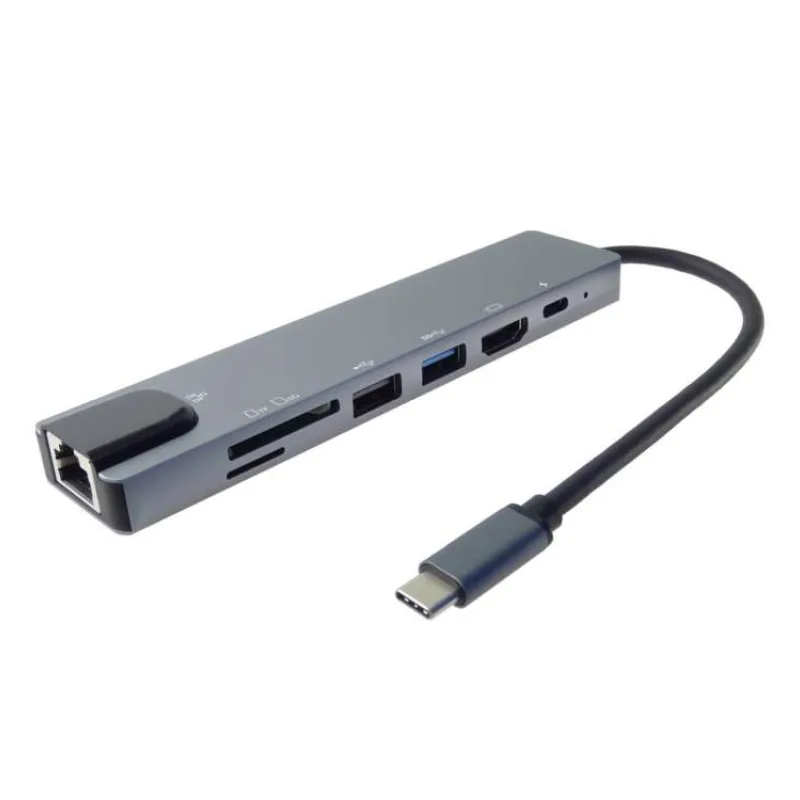 PremiumCord USB-C na HDMI + USB3.0 + USB2.0 + PD + SD/TF + RJ45 adaptér (ku31dock16)