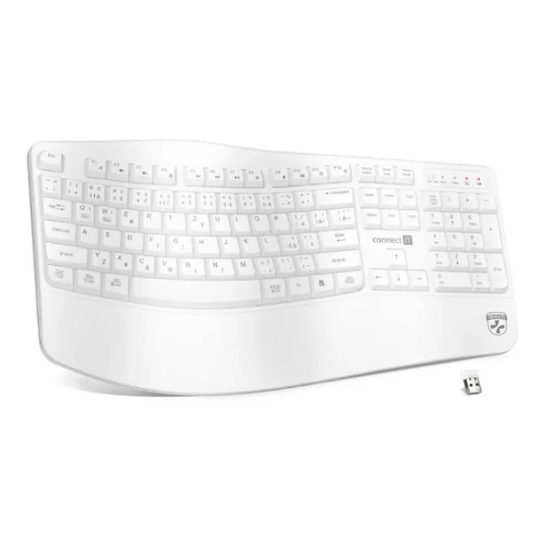 CONNECT IT FOR HEALTH Ergonomická klávesnice, bezdrátová, USB 2.4GHz, CZ + SK verze, BÍLÁ (CKB-2815-CS)