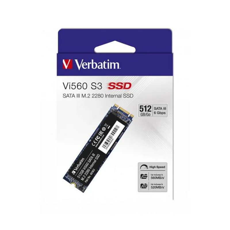 VERBATIM SSD Vi560 S3 M.2 512GB SATA III, W 520/ R 480MB/s (49363)