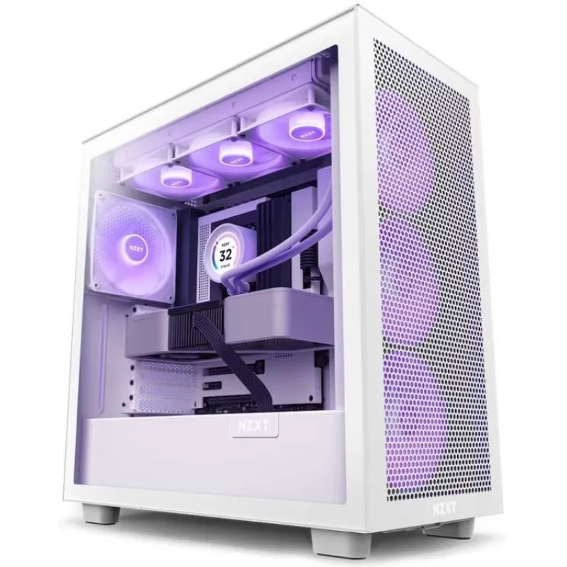 NZXT skříň H7 Flow RGB edition / ATX / 1x 360mm RGB Fan/ USB-C / 2x USB / proskl. bočnice / mesh panel / RGB / bílá (CM-H72FW-R1)