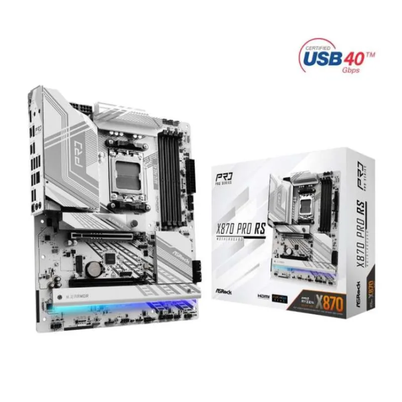 ASRock MB Sc AM5 X870 PRO RS, AMD X870, 4xDDR5, 1xHDMI, 2xUSB4 (X870 PRO RS)