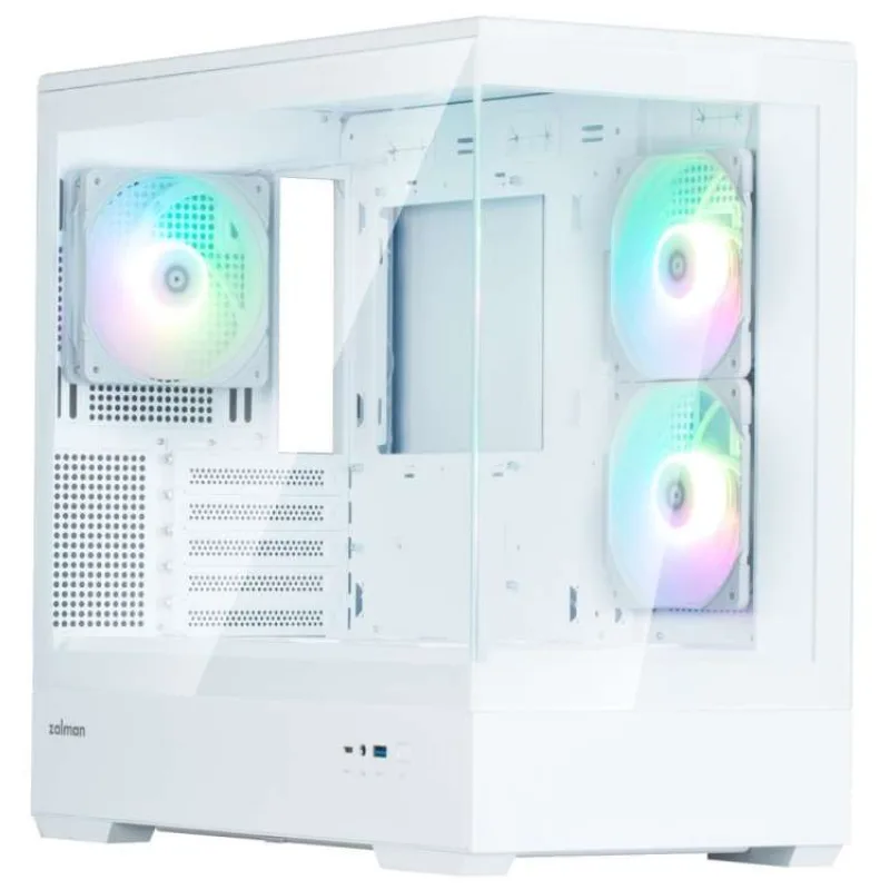 Zalman skříň P30 White V2/ miniT / 3x120mm fan ARGB / USB 3.0 / USB-C / temperované sklo / bílá (P30 White V2)