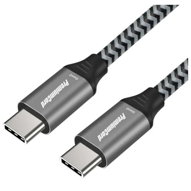 PremiumCord USB-C kabel ( USB 3.2 GEN 2x2, 5A, 100W, 20Gbit/s ) 2m, bavlněný oplet (ku31cr2)