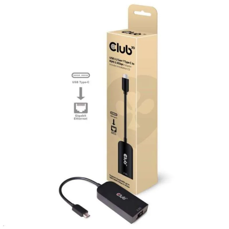 Adaptér Club3D USB 3.2 Gen 1 typ C na RJ45 2.5Gbps, 24cm (CAC-1520)