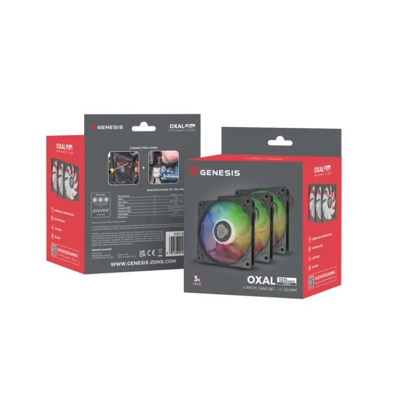 Ventiátor Genesis OXAL 120 ARGB, 3-Pack, čierny (NGF-2265)