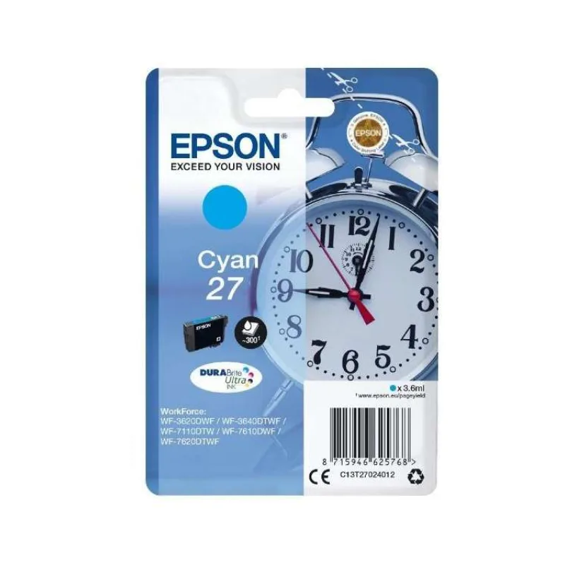Epson Singlepack Cyan 27 DURABrite Ultra Ink (C13T27024012)