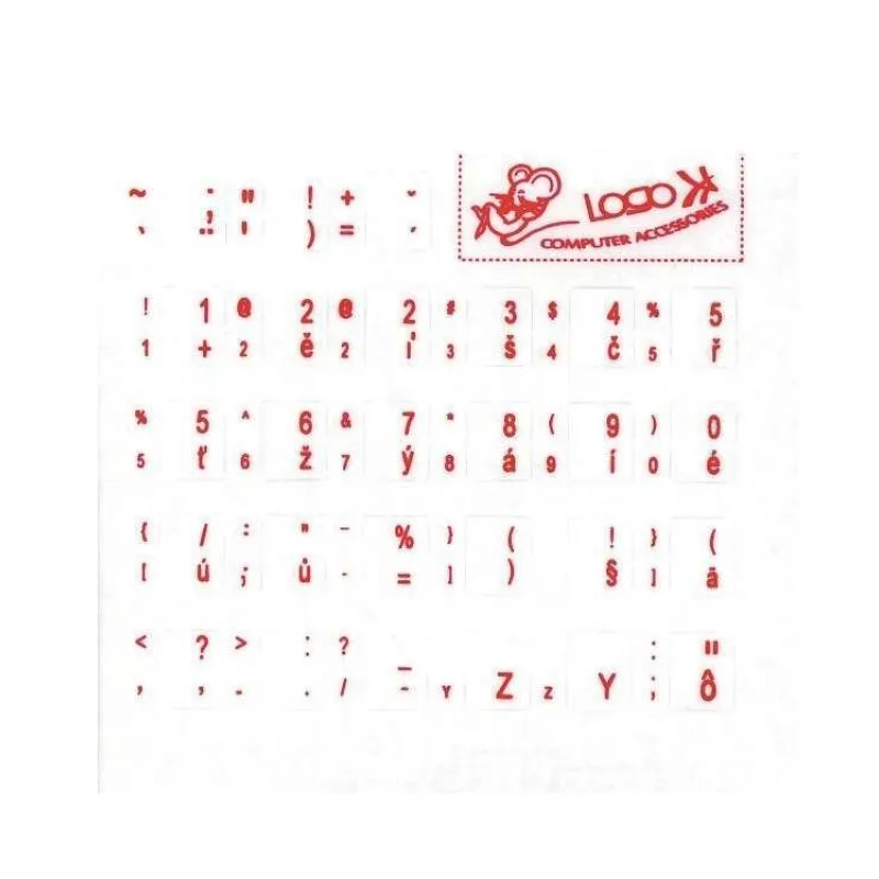 PremiumCord přelepky na klávesnici/ české/ červené (pkczr)