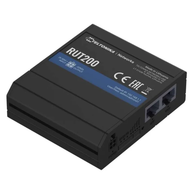Teltonika RUT200 průmyslový LTE router s ethernetovou zálohou, 2x Eth, LTE Cat4/3G/2G, Wi-Fi (RUT200010000)