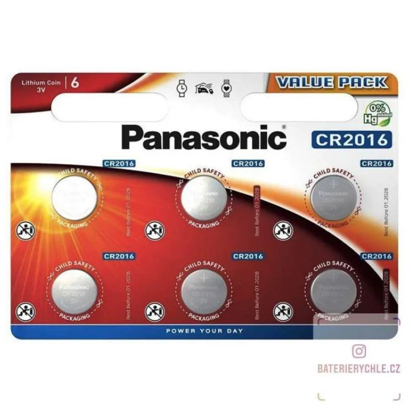 PANASONIC Lithiová baterie (knoflíková) CR-2016EL/6BP 3V (Blistr 6ks) (330095,01)
