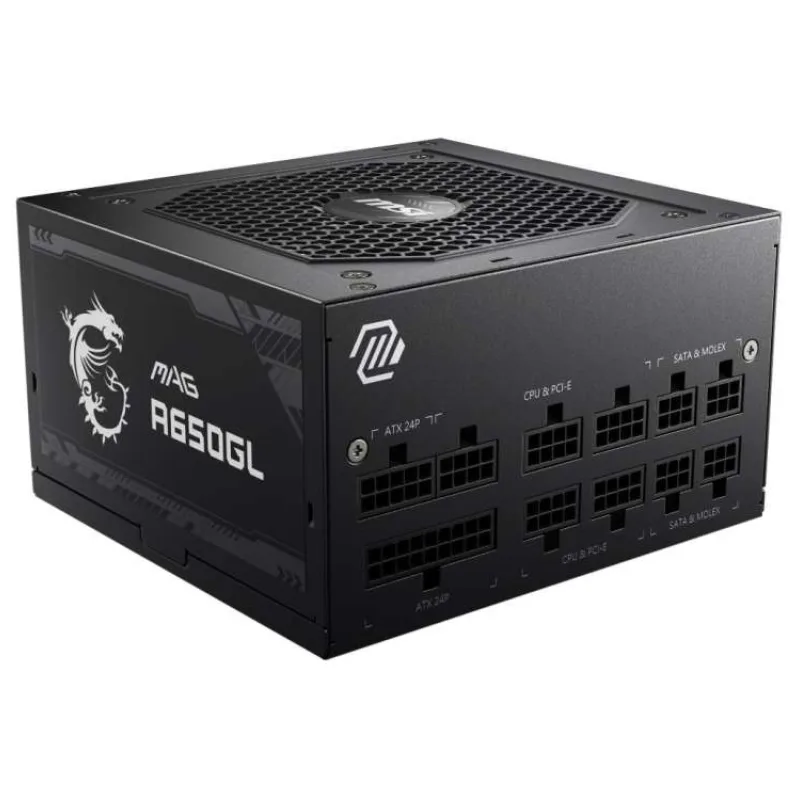 MSI zdroj MAG A650GL/ 650W/ ATX/ akt. PFC/ 7 let celk. záruka/ 120mm fan/ modulární kabeláž/ 80PLUS Gold (306-7ZP8C11-CE0)