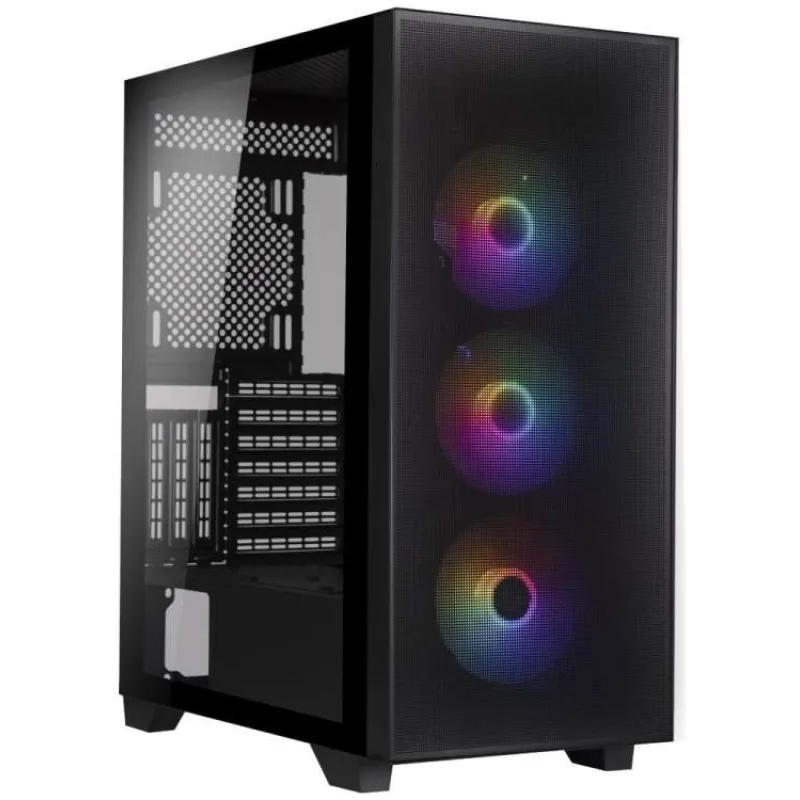 BitFenix skříň Flow FRGB/ ATX / 4x120mm FRGB fan / 2xUSB 3.0 / tvrzené sklo / černá (BFC-FLO-300-KKGSK-4F)