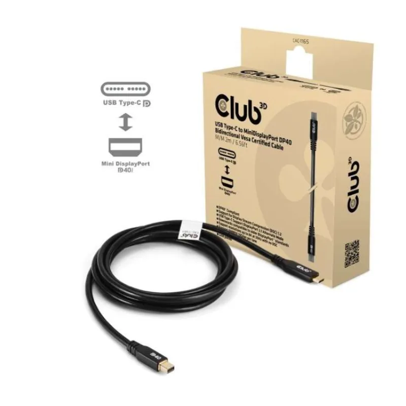Club3D Kabel USB-C na MiniDisplayPort 2.1, 8K30Hz, DSC1.2, UHBR10, 2m (CAC-1561)
