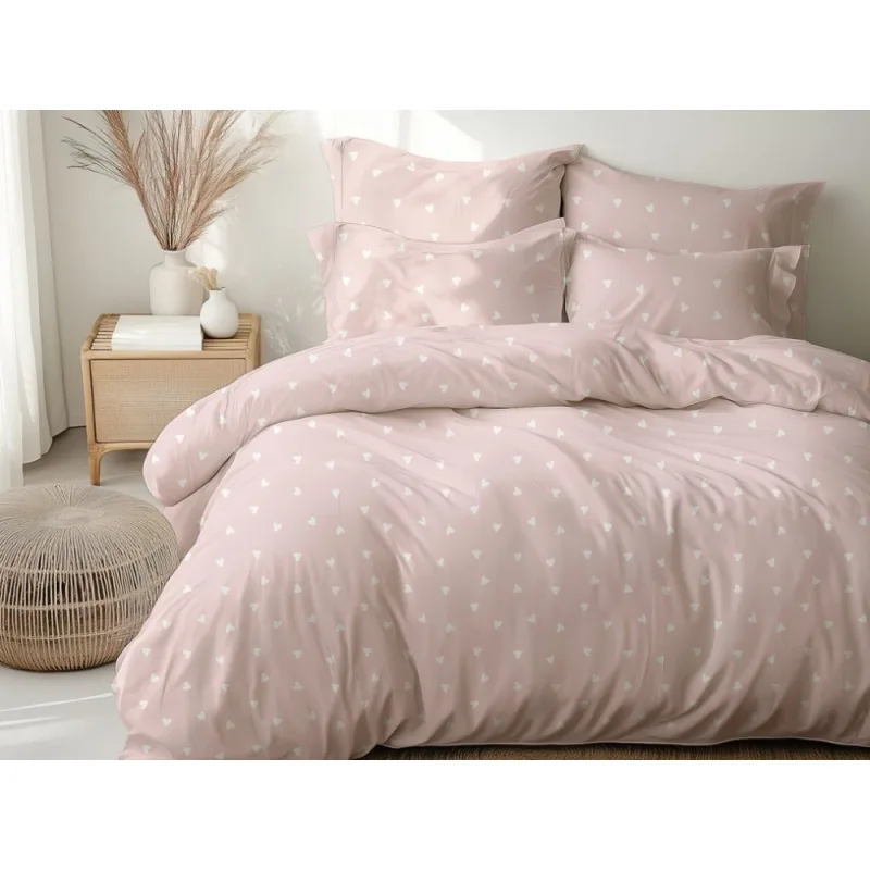 Bavlnené obliečky Srdiečka pink 140x200/70x90 cm