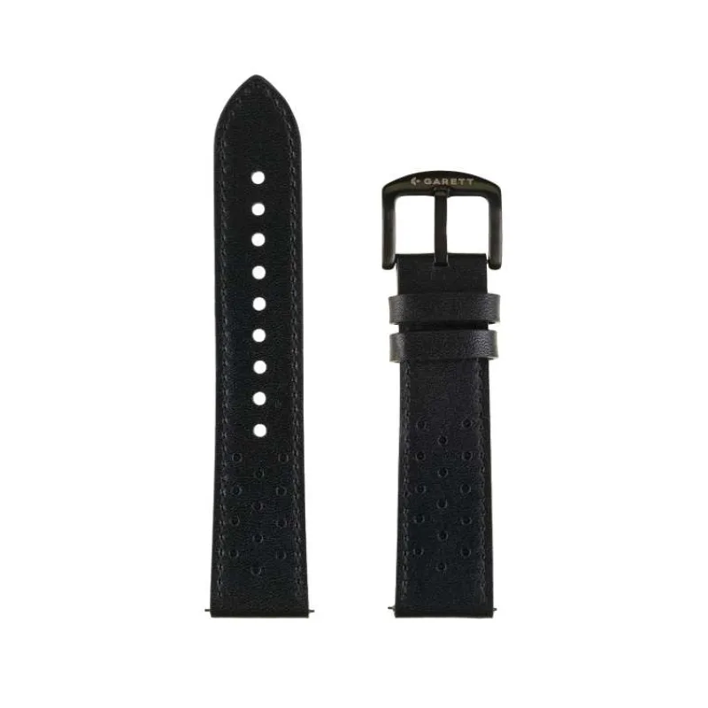 Garett univerzální řemínek 22 mm, černý kožený (STRAP_V_BLK_LTH)