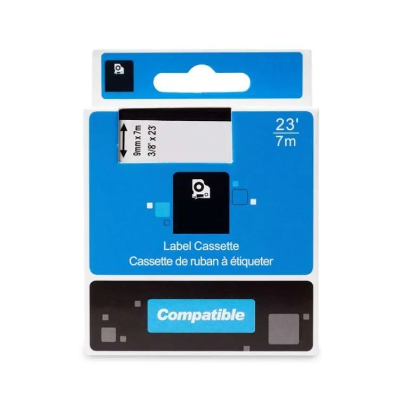 PRINTLINE kompatibilní páska s DYMO 40913 S0720680, 9mm, 7m, černý tisk / bílý podklad, D1 (PLTD14)