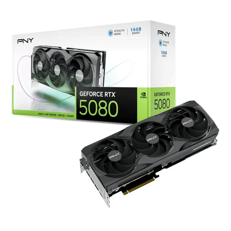 PNY VGA Nvidia GeForce RTX 5080 16GB Triple Fan DLSS 4, RTX 5080, 16GB…
