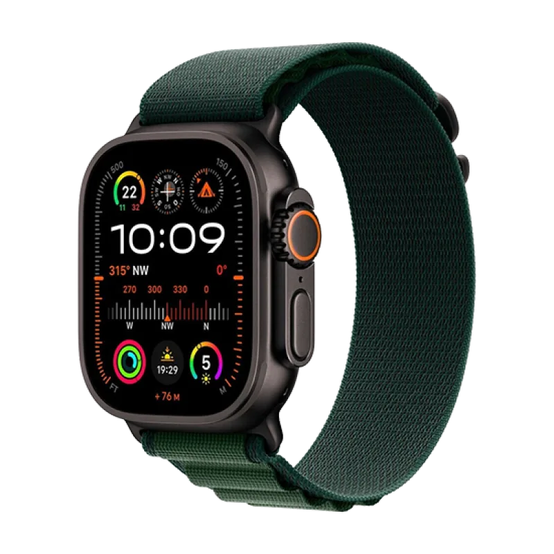 Watch Apple Watch Ultra 2 (2024) LTE 49mm Black Titanium Case with Alpine Loop M - Dark Green