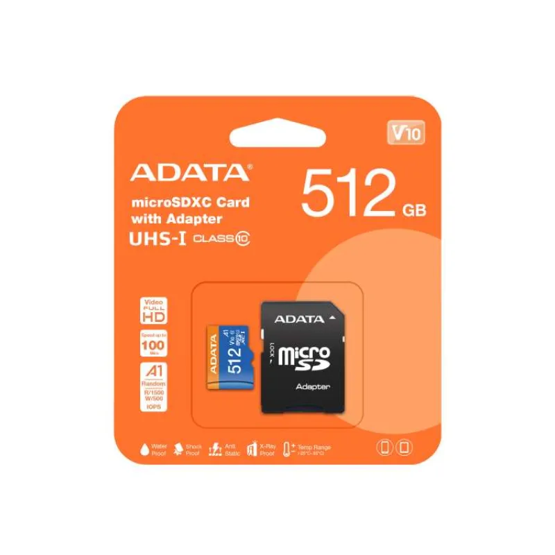 Adata/micro SDXC/512GB/UHS-I U1 / Class 10/+ Adaptér (AUSDX512GUICL10A1-RA1)