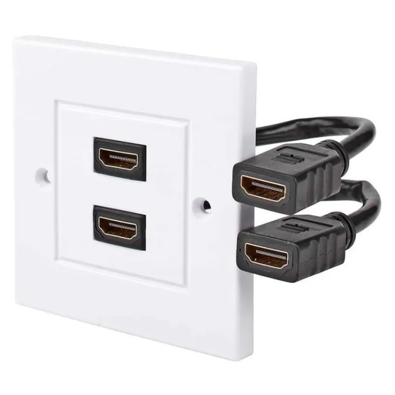 NEDIS nástěnný Box HDMI/ 2x HDMI zásuvka/ 4K@60Hz/ 18 Gbps/ pozlacené/ černo-bílý (CVGP34955WT)