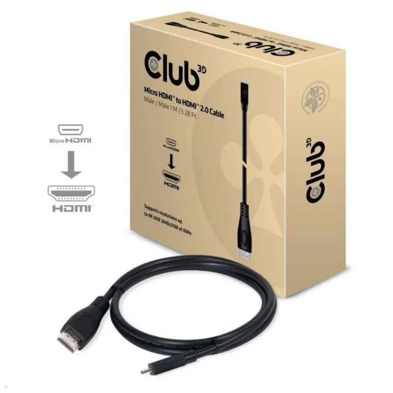 Club3D Micro HDMI na HDMI 2.0 4K60Hz UHD, (M/M), 1m (CAC-1351)