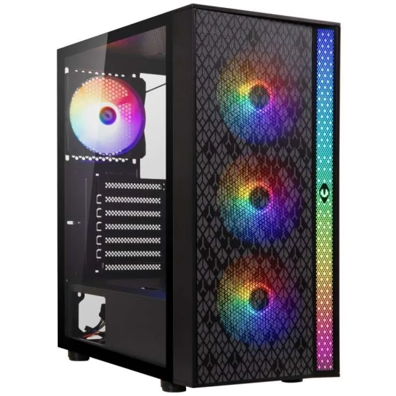 BitFenix skříň Light / ATX / 4x120mm RGB fan / 2xUSB 3.0 / USB 2.0 / tvrzené sklo / černá (BFC-LIG-300-KKGXP-2F)