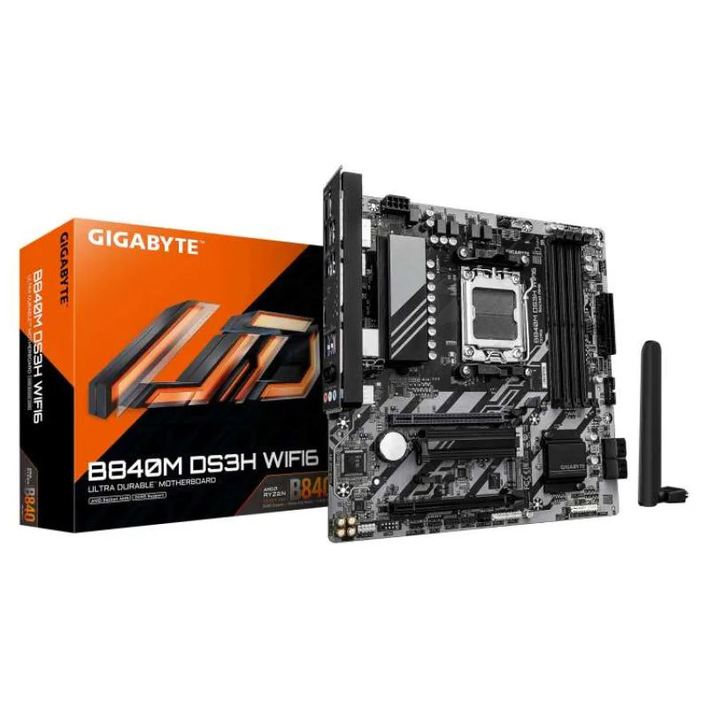 GIGABYTE MB Sc AM5 B840M DS3H WIFI6, AMD B840, 4xDDR5,WIFI, DP, HDMI, mATX (B840M DS3H WF6)