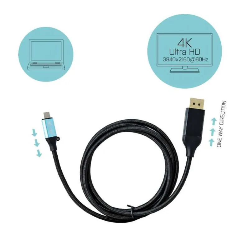 i-tec propojovací kabel USB-C na DisplayPort 4K / 60 Hz 2m (C31CBLDP60HZ2M)