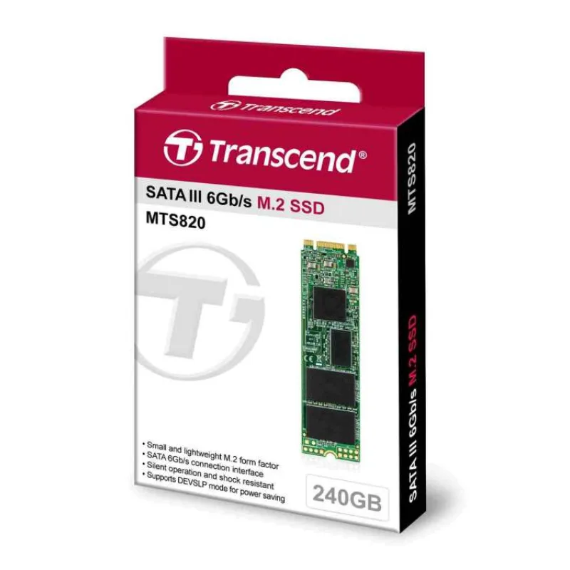 TRANSCEND MTS820S 240GB SSD disk M.2 2280, SATA III (TLC), 500MB/s R, 430MB/s W (TS240GMTS820S)