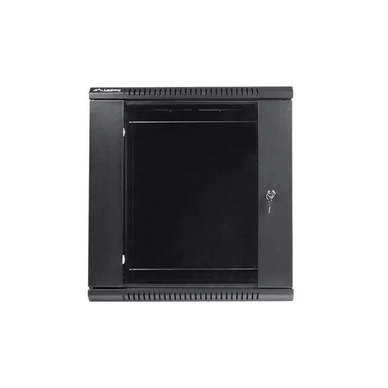 LANBERG Nástěnná jednodílná skříň 19”, 12U/600x450, (v rozloženém stavu), V2, černá (RAL9004) (WF01-6412-10B)