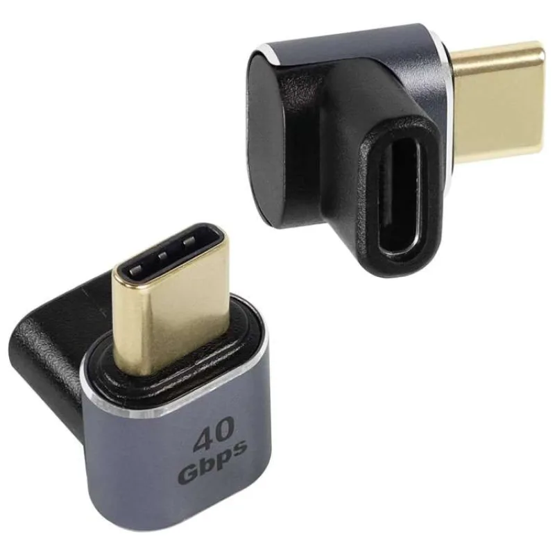 PremiumCord zahnutý 90° Adaptér USB-C Female - USB-C Male 40Gbps Aluminium (kur31-38)