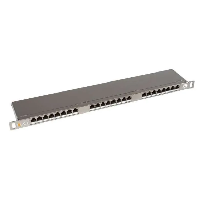 Solarix Patch panel 24xRJ45 CAT5E STP s vyvazovací lištou nerez 0,5U SX24HD-5E-STP-SL (24000145)