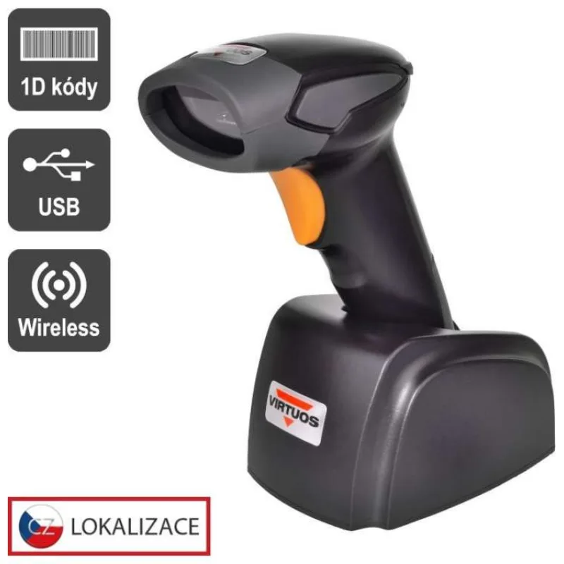 Virtuos CCD čtečka Virtuos HW-311A, bezdrátová, USB základna, černá (EH02G0022)