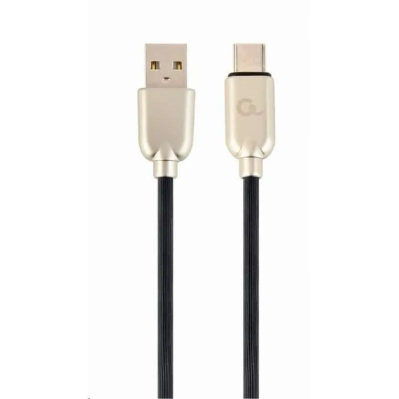 Kábel CABLEXPERT USB 2.0 AM na Type-C kábel (AM/CM), 1m, pogumovaný, čierny, blister, PREMIUM QUALITY (CC-USB2R-AMCM-1M)