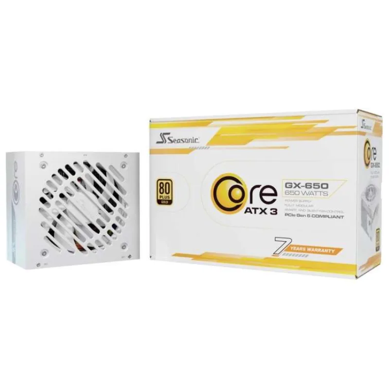 SEASONIC zdroj Core GX-650 bílý / 650W / ATX3.1 / 120mm fan / modulární / 80PLUS Gold (SRP-CGX651-A5A32SF-W)